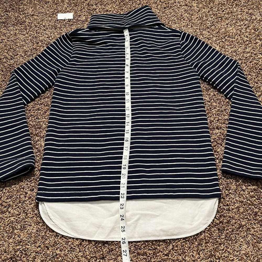 J Crew Sweater Womens XXS Navy Stripe Cowl Neck Knit Long Sleeve Pullover Top - Picture 8 of 10